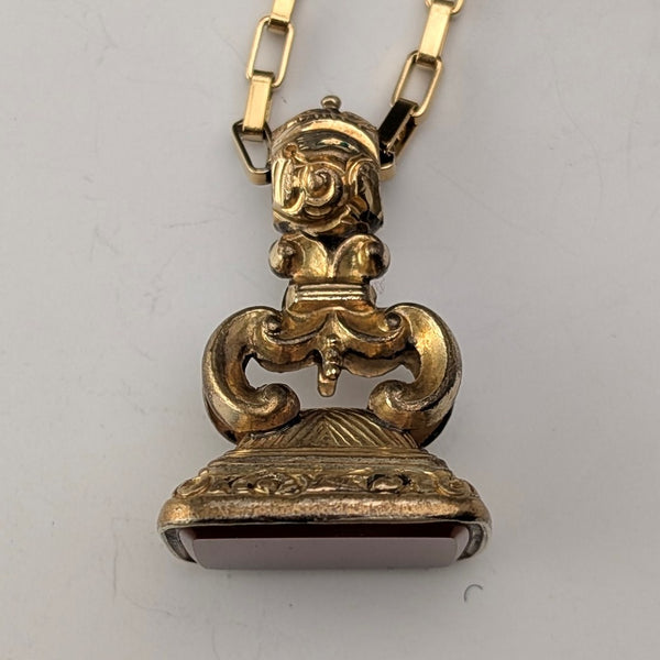 アンティーク ロールドゴールド製 シーリングペンダント ネックレス付